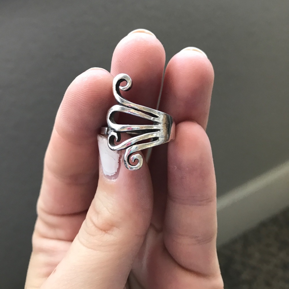 Sterling silver twisted fork ring (size 7)